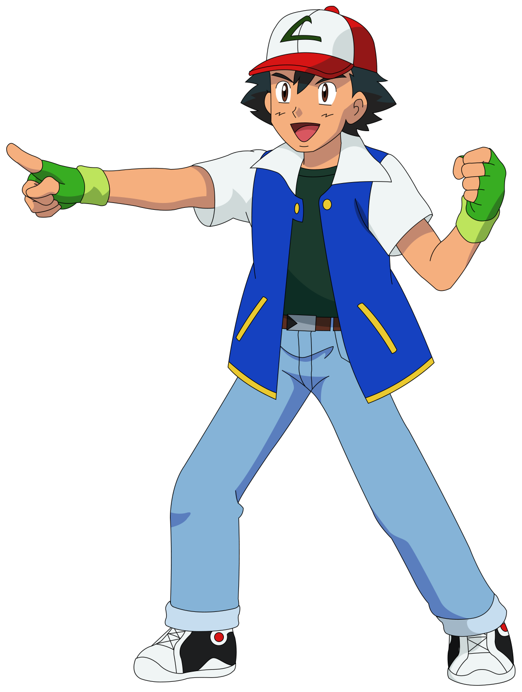 Ash Ketchum pointing to the side